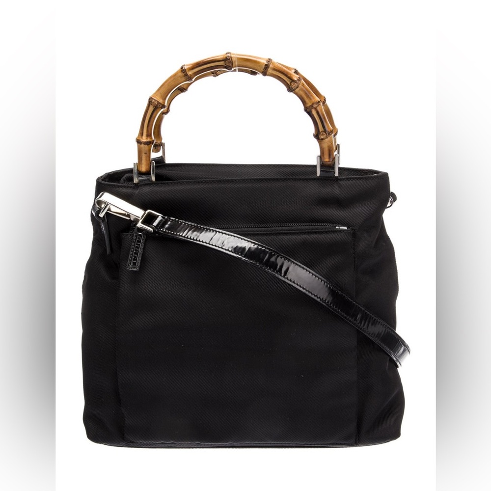 Gucci Black Canvas Bamboo Handle Shoulder/crossbody  Bag - Picture 7 of 16
